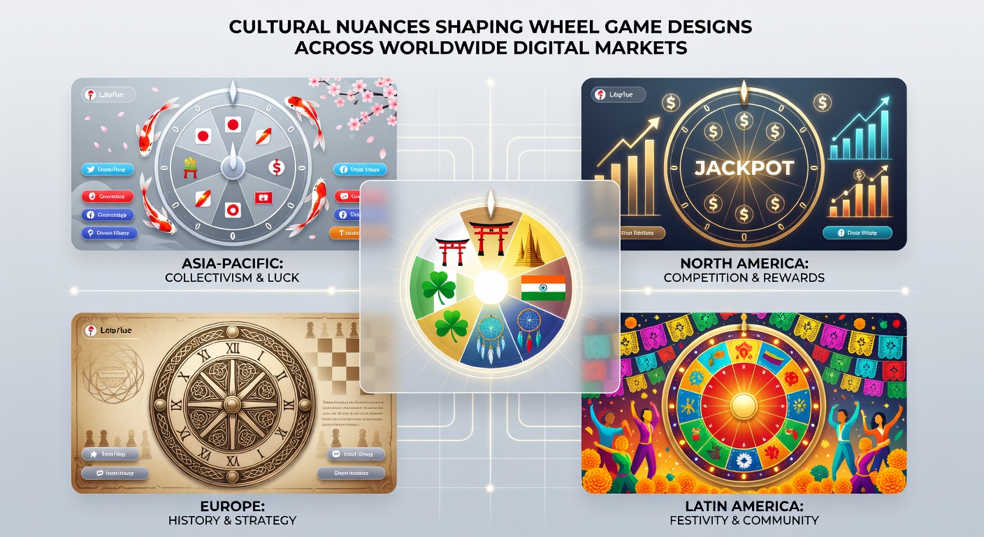 Diverse roulette wheel variants featuring cultural symbols from Asia, Europe, and the Americas in online casino environments
