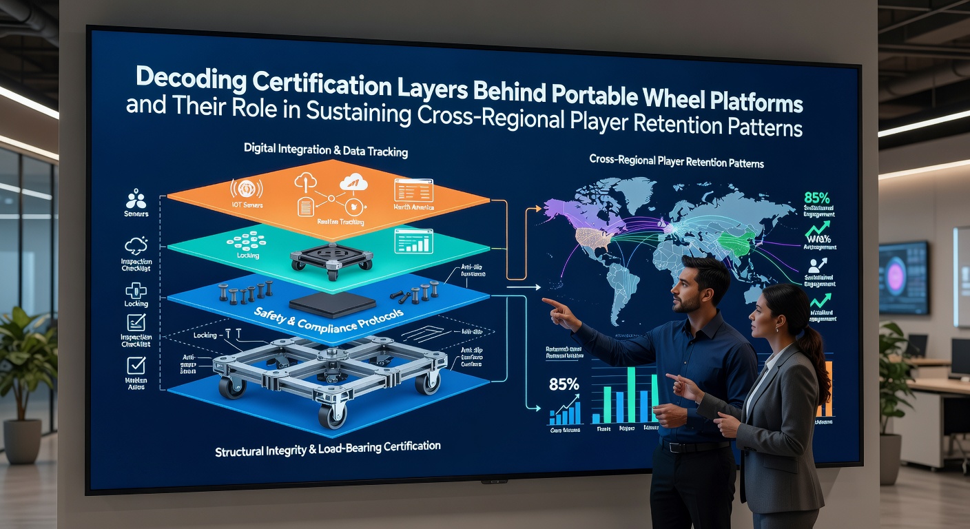 Portable wheel gaming platform interface displaying certification badges and cross-regional user metrics