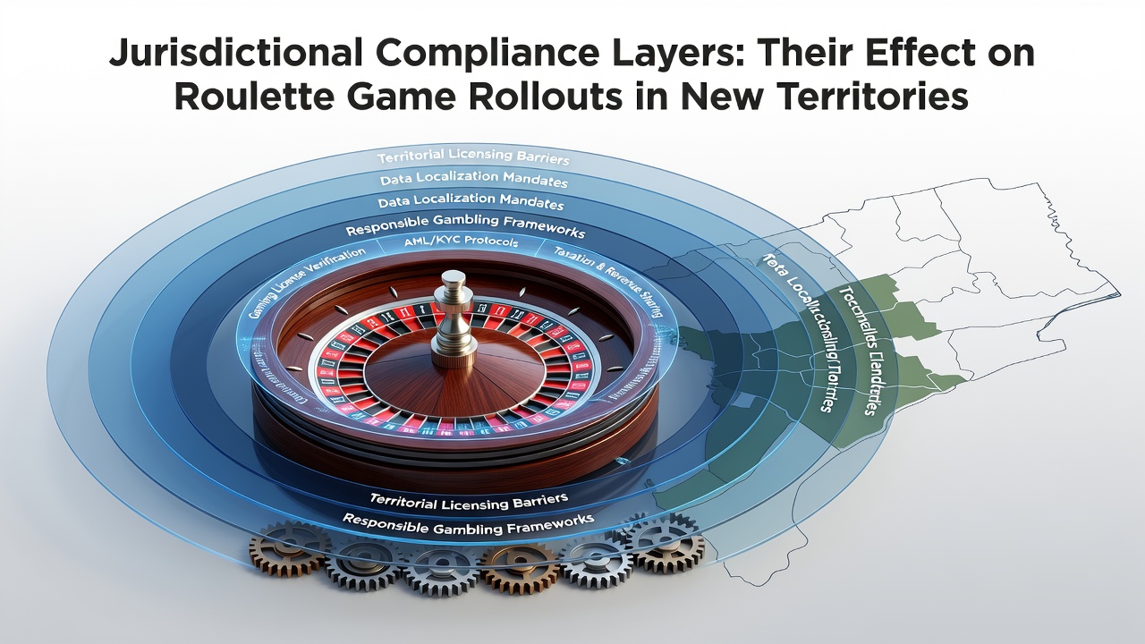 Diagram illustrating multiple compliance layers affecting roulette game deployment across borders