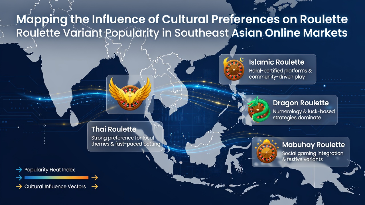 Map illustrating roulette variant distribution patterns in Southeast Asian digital markets
