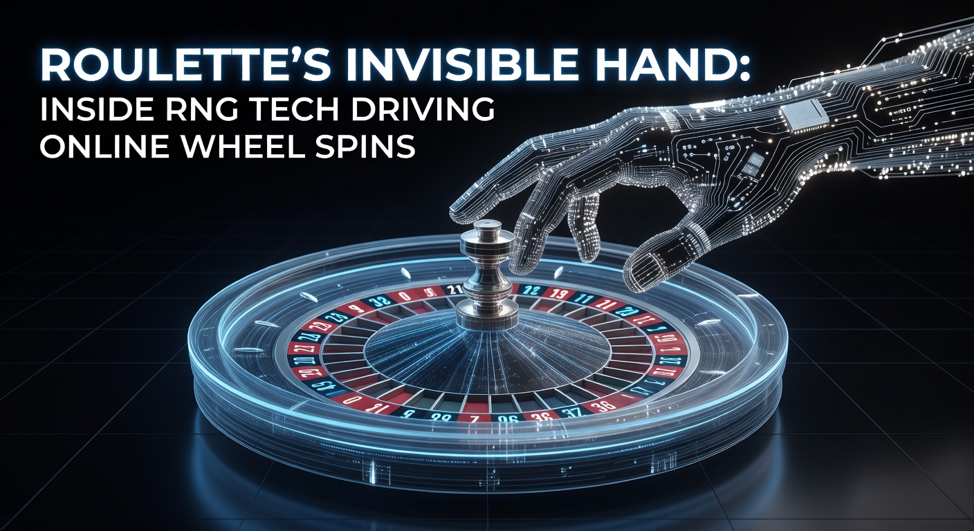 Digital visualization of RNG algorithms powering an online roulette wheel, showing streams of random numbers cascading into wheel outcomes