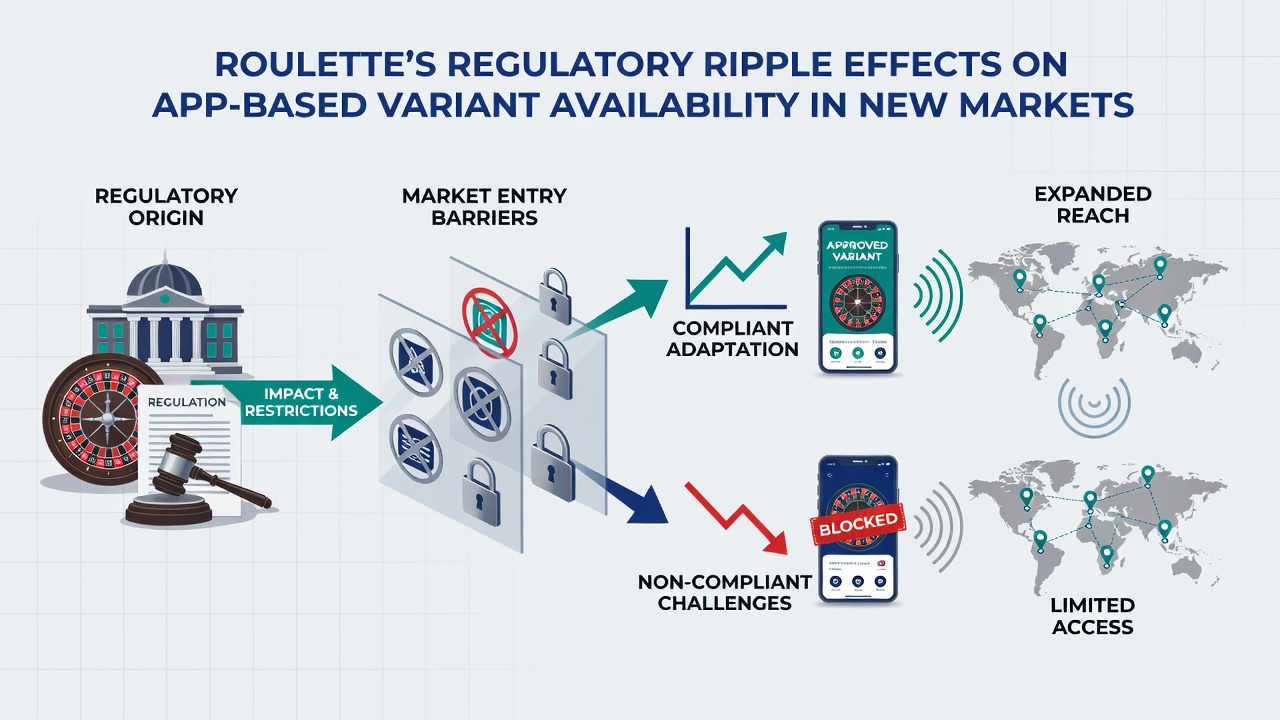 Mobile app interface showing roulette wheel with regulatory compliance badges