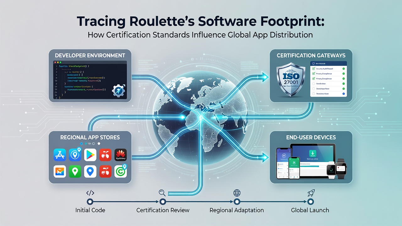 Map showing certification-driven distribution routes for roulette applications